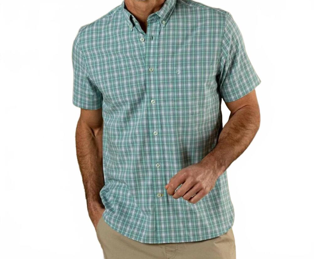 NEW DUCK HEAD performance poplin sport shirt in forest plaid aspen green